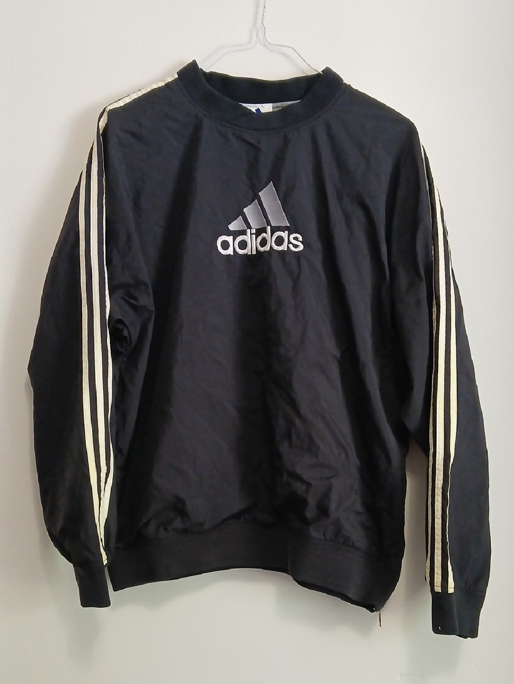 Adidas Side Zip Windbreaker Striped Sweater- Men's L